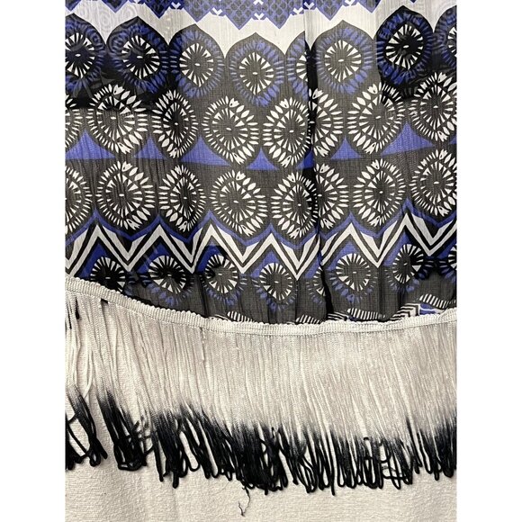 Steve Madden OSFM Lightweight Open Geometric Pattern Fringe Kimono Long - Picture 16 of 16